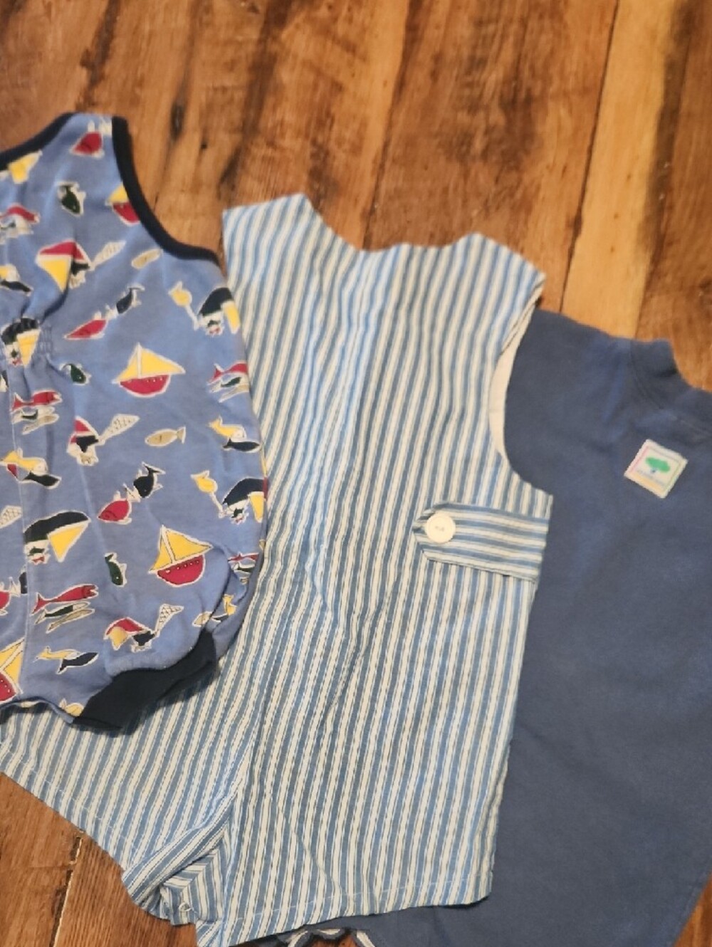 3 Toddler Rompers Blue & White Boys One-Piece Rompers Set - Picture 5 of 8